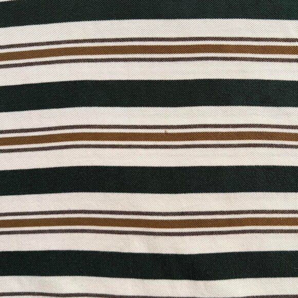Chaps 100% Cotton Green and Brown Striped Polo Shirt - Picture 7 of 8